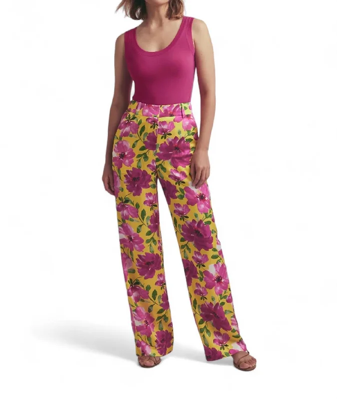 Stylish Skinny Pants-Women's Vacation Pants-Fiona Floral Pant In Bold Camellia