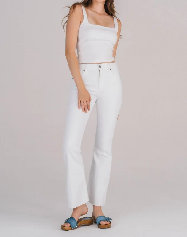 Structured Business Pants-Women's Tailored Pants-Flare Jeans In White