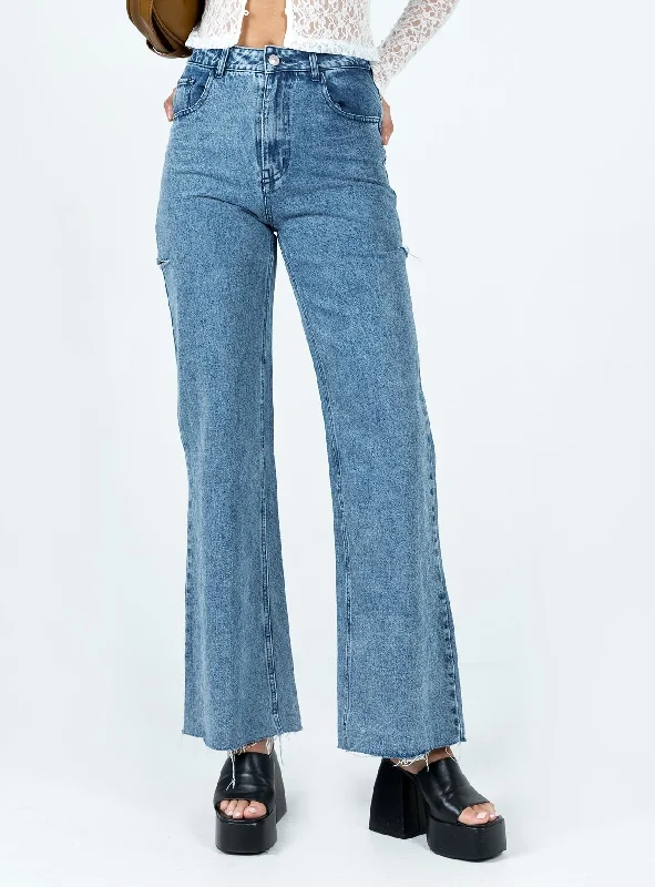 Stretch-fit Pants-Women's High-Waisted Pants-Flloyd Wide Leg Jean Denim