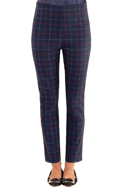 Fashion-forward Pants-Women's Full-Length Pants-Gripeless Pants In Navy-Tattersall