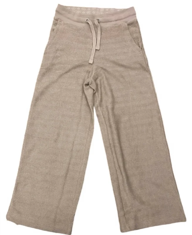 Athletic Pants-Women's Metallic Pants-Herringbone Pants In Sand