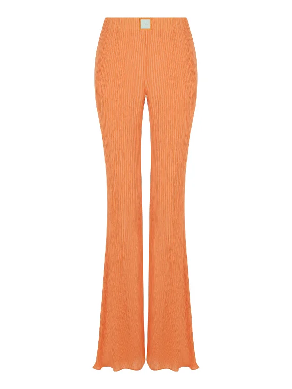 Long Winter Pants-Women's Striped Pants-High-Waisted Flare Pants