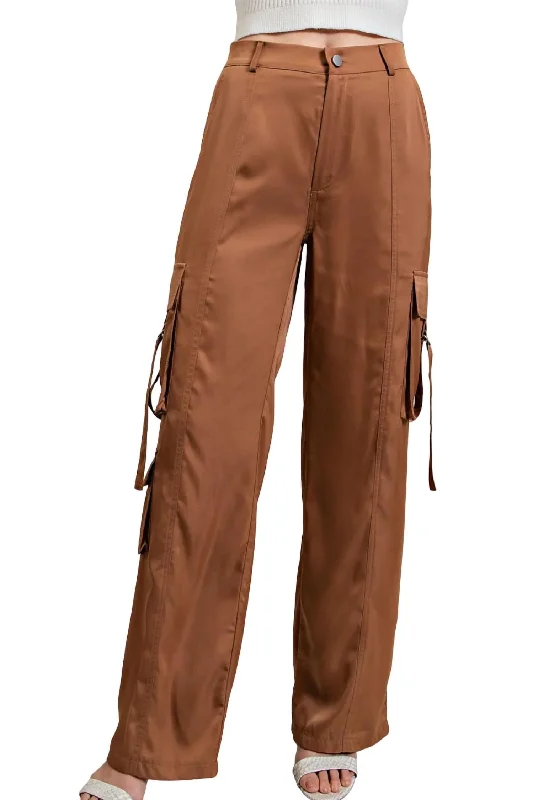 Custom Fit Trousers Pants-Women's Boho Pants-I Want It All Cargo Pants In Coco