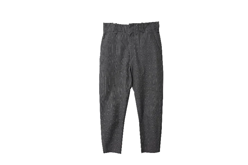 Office Wear Pants-Women's Layered Pants-Isabel Marant Etoile Noah Check Slim Pants in Grey Cotton