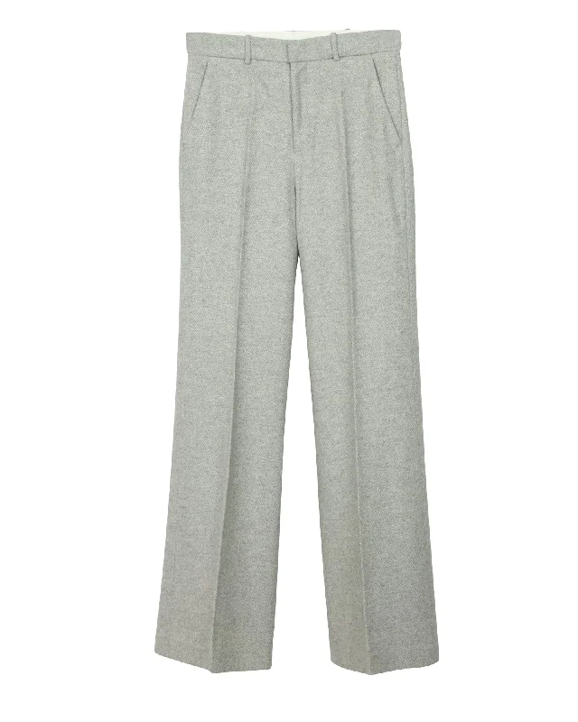 Comfortable Black Jogger Pants-Women's Medium Wash Pants-Joseph Straight Trousers in Grey Wool