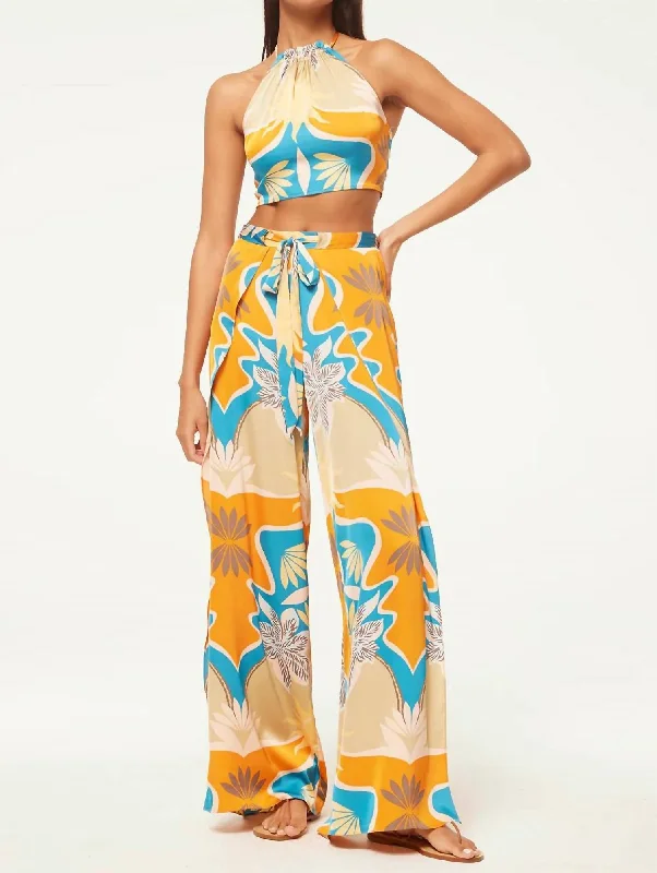 Soft High-waist Pants-Women's Sarong Pants-Kanna Wide Pants In Bain De Soleil