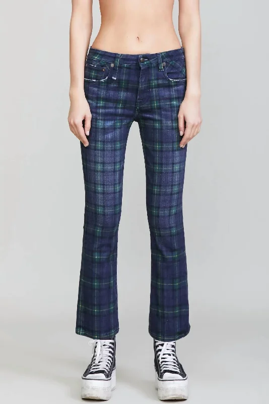 Fashion Jogger Pants-Women's Cigarette Pants-Kick Fit Jeans In Tartan