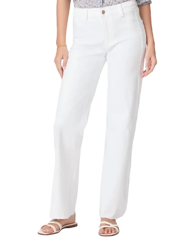 Outdoor Hiking Pants-Women's Faux Leather Pants-Leenah High Rise Braid Jeans In Crisp White