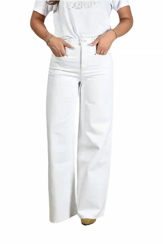 Loose Fit Denim Pants-Women's Ankle Pants-Lemony Pant In White