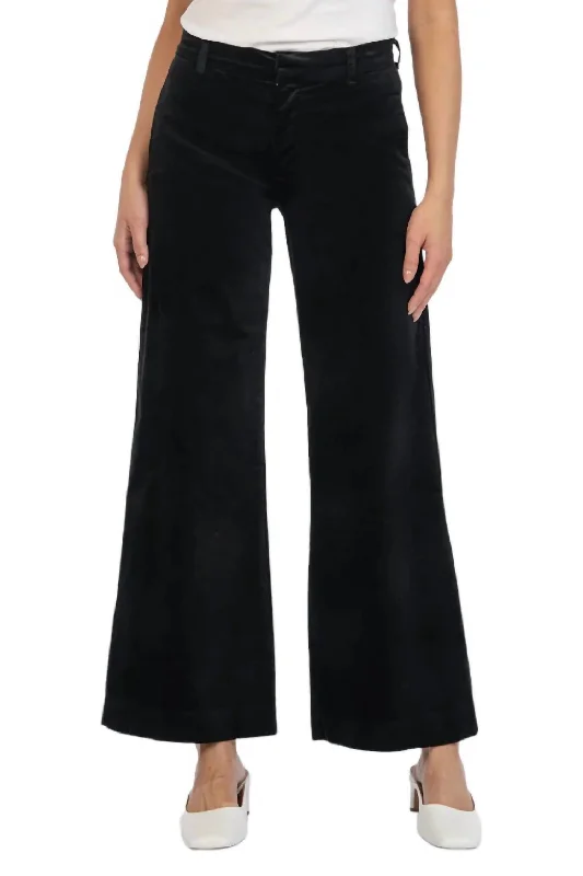 Stylish Dressy Pants-Women's Athletic Pants-Meg High Rise Velveteen Trouser In Black