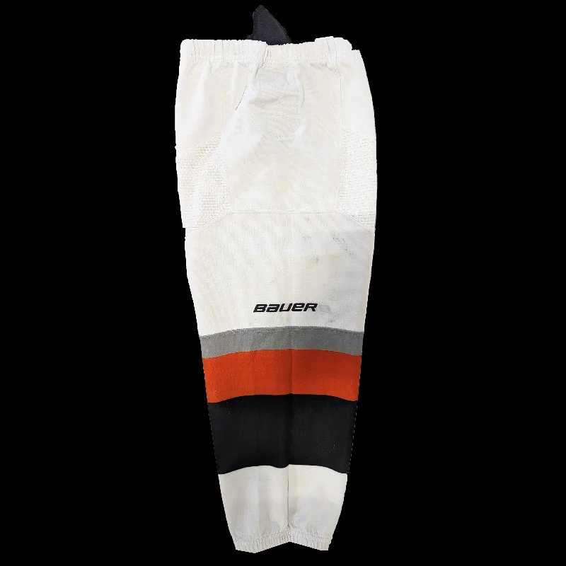 Tall Women's Pants-Women's Snap Button Pants-NCAA - Bauer Hockey Socks - (White/Black/Orange)