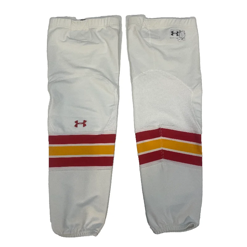 Printed Denim Pants-Women's Jogger Pants-NCAA - New Under Armour Hockey Socks (White/Red/Yellow)