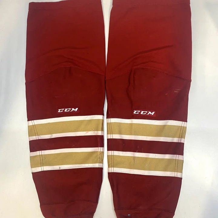 Outdoor Activity Pants-Women's Casual Pants-NCAA - Used CCM Hockey Socks (Red/Gold/White)