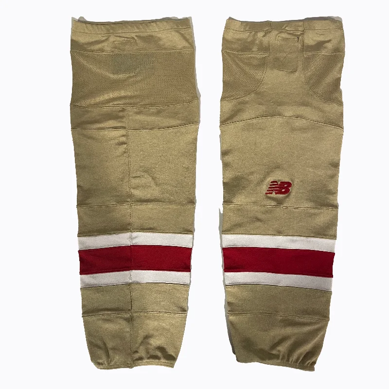 Trendy Slim-fit Chino Pants-Women's Pinstripe Pants-NCAA - Used New Balance Hockey Socks (Gold/Red/White)