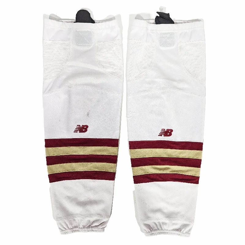 Bright Summer Pants-Women's Tribal Print Pants-NCAA - Used New Balance Hockey Socks (White/Gold/Maroon)