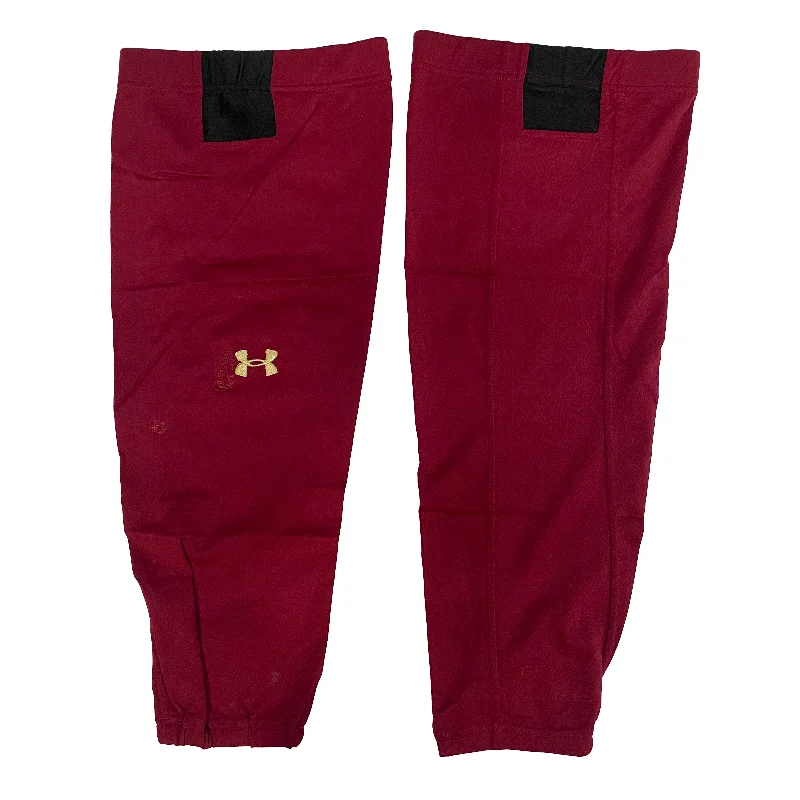 Soft Winter Pants-Women's Mid Rise Pants-NCAA - Used Under Armour Hockey Socks (Maroon)