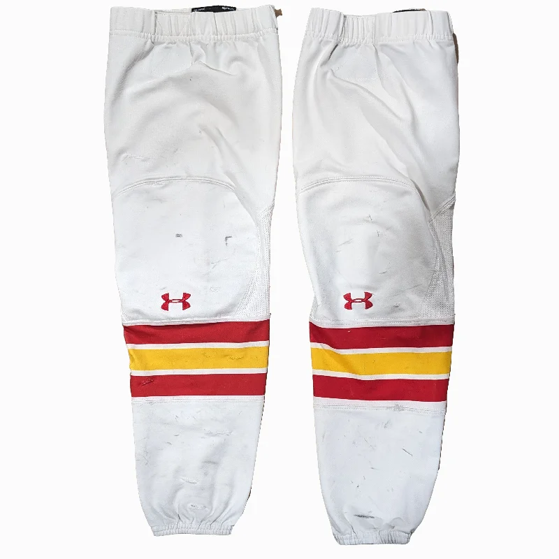 Simple Lounge Pants-Women's Suit Pants-NCAA - Used Under Armour Hockey Socks (White/Red/Yellow)