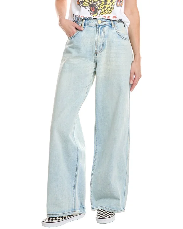 Stylish Wool Trousers Pants-Women's Cotton Pants-One Teaspoon Jackson Kansas Blue Wide Leg Jean