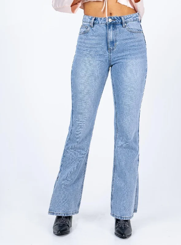 Designer Wide-leg Pants-Women's Double-Waist Pants-Tampico Flare Leg Denim Jeans