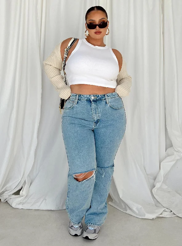 Distressed Denim Pants-Women's Culotte Pants-Holland Jeans Curve