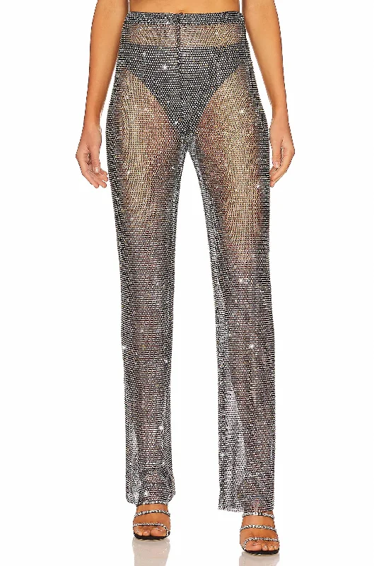 Basic Trousers Pants-Women's Bohemian Pants-Rhinestone Pant In Black