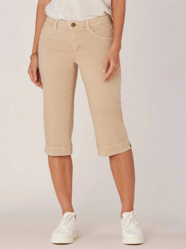 Black Pants-Women's Cargo Pants-Skimmer Capri Pants In Tan