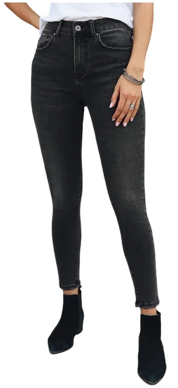 Linen Pants-Women's Belted Pants-Skinny Jeans In Washed Black