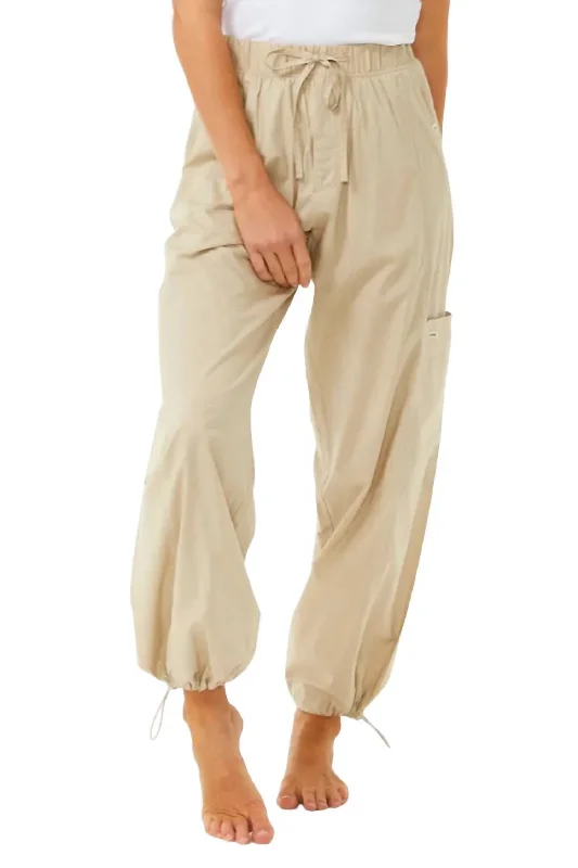 Flared Stretch Pants-Women's Thermal Pants-South Bay Cargo Pant In Beige