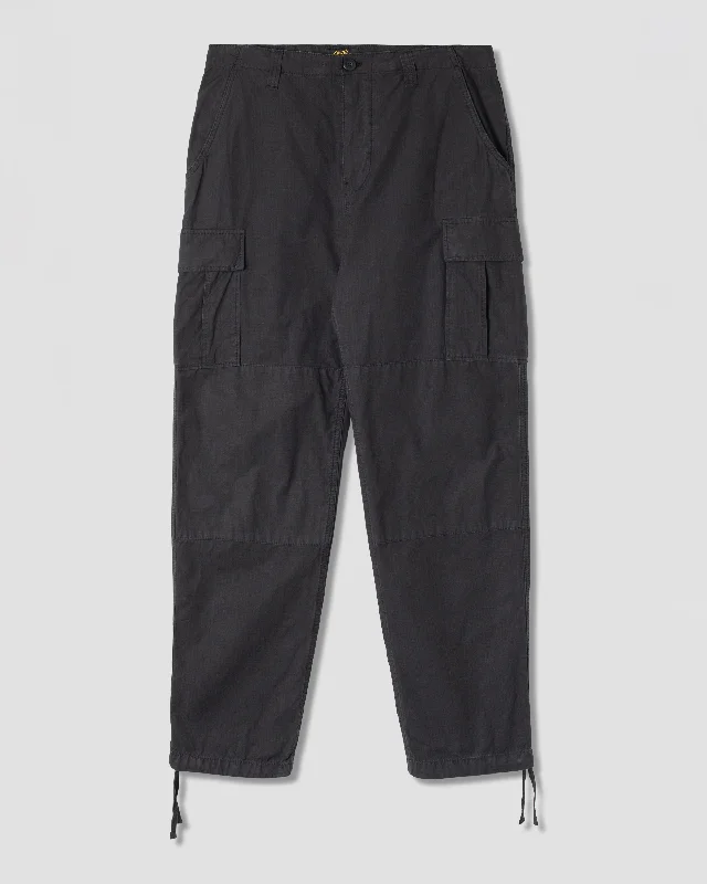 Distressed High-waist Pants-Women's High-Waist Pants-Cargo Pant (Black Ripstop)