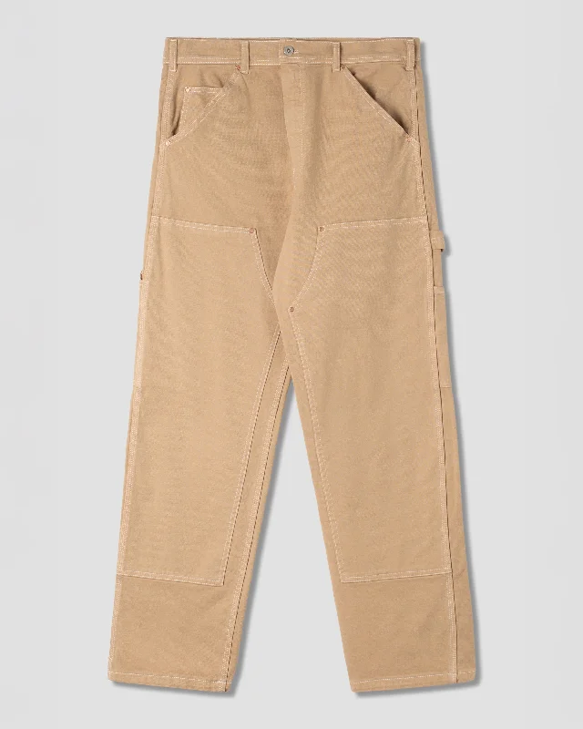 Casual Lounge Pants-Women's Acid Wash Pants-Double Knee Pant (Antique Khaki Duck)