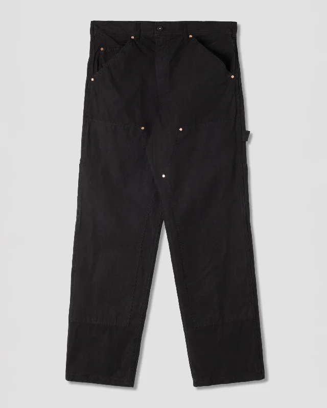 Tailored Office Pants-Women's Earth Tone Pants-Double Knee Pant (Black Ripstop)