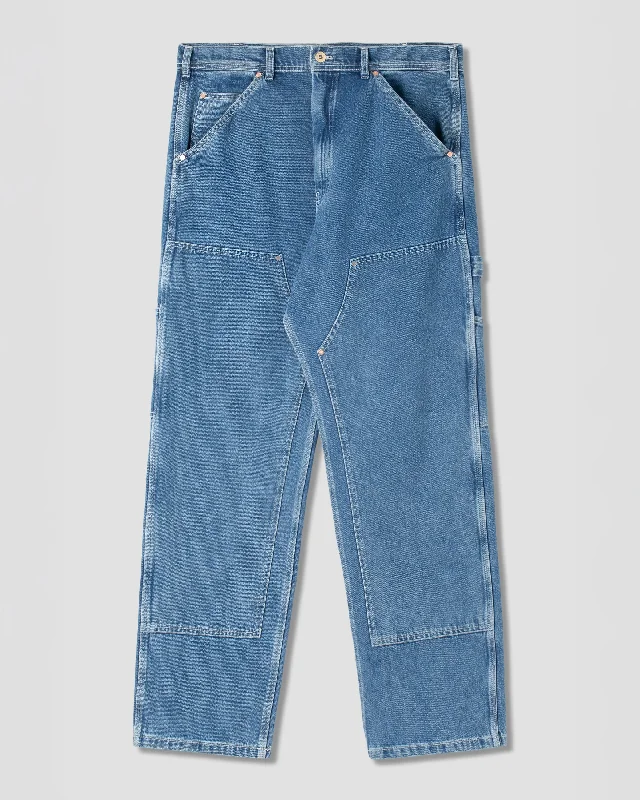 Retro Pants-Women's Windowpane Pants-Double Knee Pant (Heavy Stone Wash Denim)