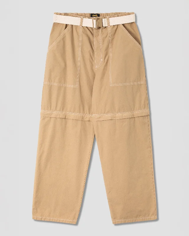 Casual Denim Pants-Women's Textured Pants-Zip Off Pant (Khaki Ripstop)