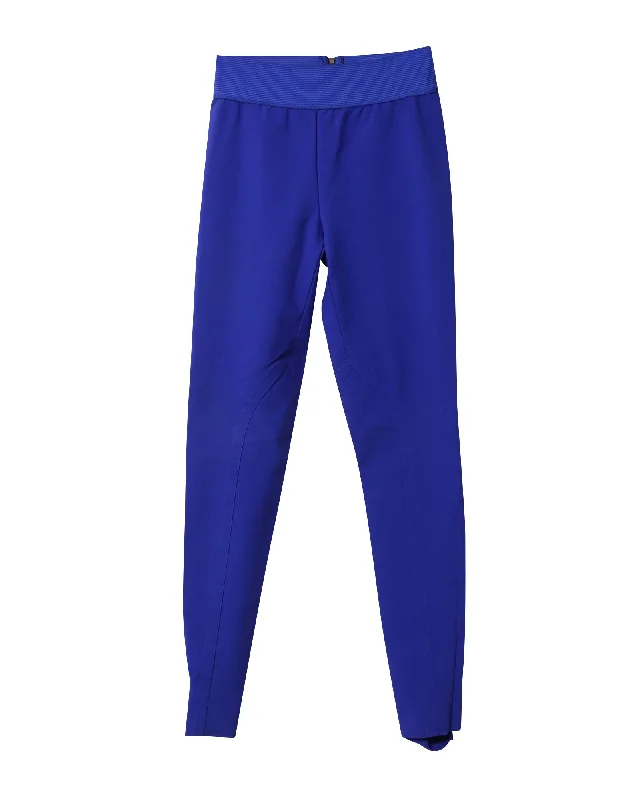 Warm Pajama Pants-Women's Leggings Pants-Stella McCartney High Waisted Stretch Skinny Pants in Blue Cotton