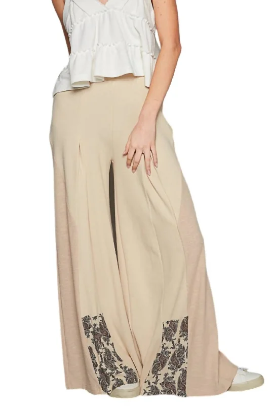 Cool Weather Pants-Women's Houndstooth Pants-Sunday Afternoon Lounge Pants In Beige