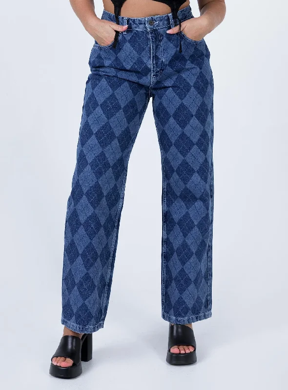 Zipper Pockets Pants-Women's Wrap Pants-The Ragged Priest Detention Mid/Light Blue Jeans Denim