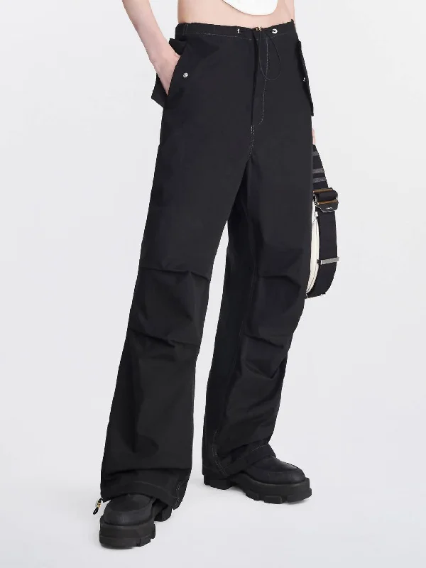 Classy Silk Pants-Women's Dance Pants-Toggle Parachute Pant In Black