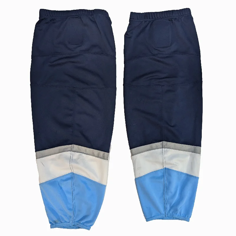 Dressy Jogger Pants-Women's Geometric Print Pants-USHL - Used Socks (Blue/Grey/White)