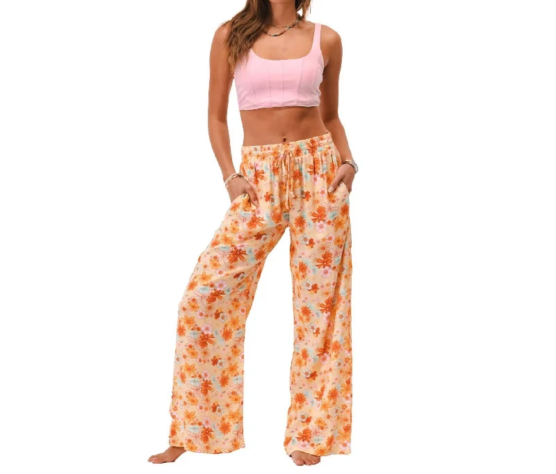 Minimalistic Pants-Women's Fold-Over Waist Pants-Wide Leg Drawstring Pants In Clemente