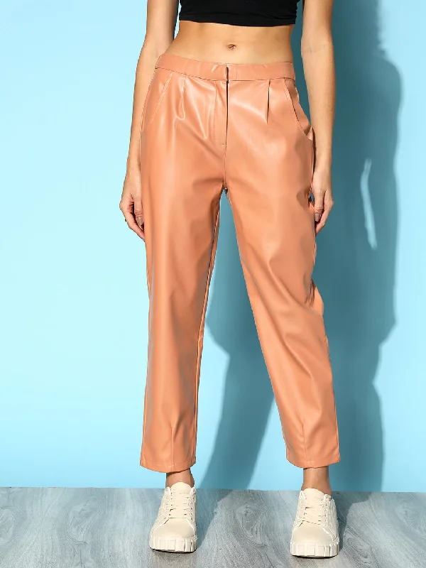 Colorful Summer Pants-Women's Flight Pants-Women Nude PU Pants