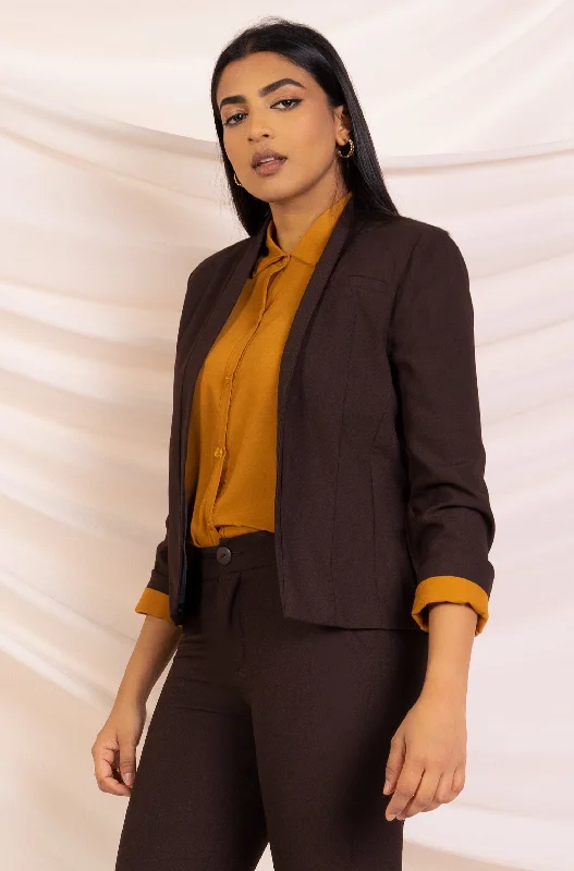 Smart Casual Blazer-Women's Glitter Jackets-Open Lapel Office Jacket