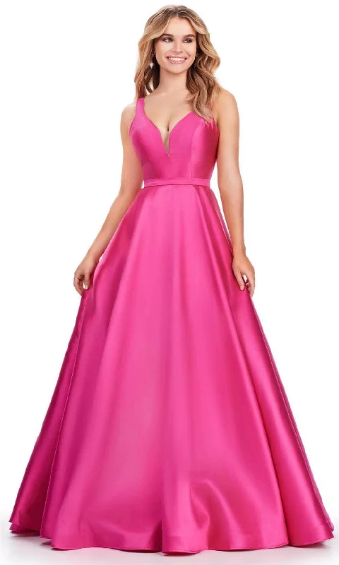 Evening Dress With an Asymmetrical Design -  Women's Pink Evening Gowns-Ashley Lauren 11541 - Sleeveless Mikado Prom Dress