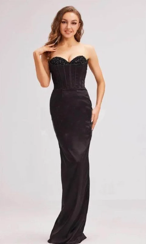 Evening Dress with Wrap Design -  Women's Magenta Evening Gowns-J'Adore Dresses J23011 - Beaded Strapless Corset Evening Gown