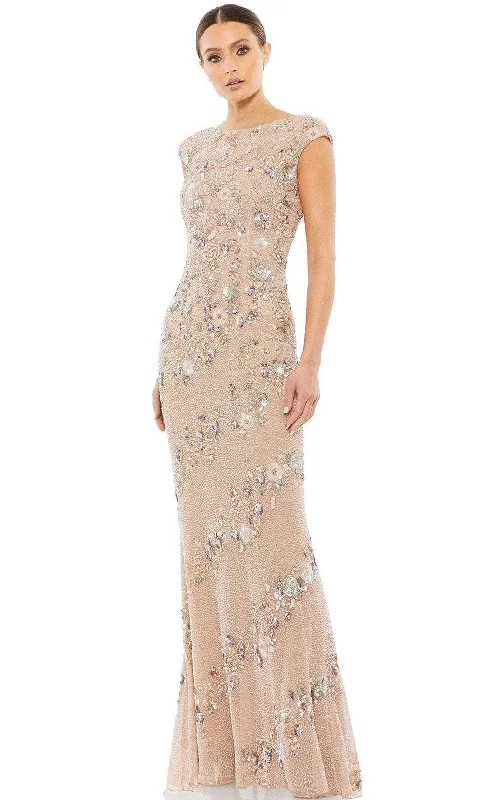 Evening Dress for Petite Ladies -  Women's Embellished Evening Gowns-Mac Duggal 5500 - Cap Sleeve Embellished Evening Gown