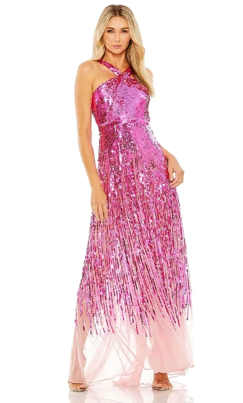 Evening Dress with a Sheer Overlay -  Women's Lace Evening Gowns-Mac Duggal 93961 - Cross Front Sequin Evening Gown