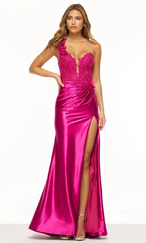 Evening Dress With a Dramatic Cape -  Women's Plum Evening Dresses-Sherri Hill 56174 - Laced Sweetheart Prom Gown